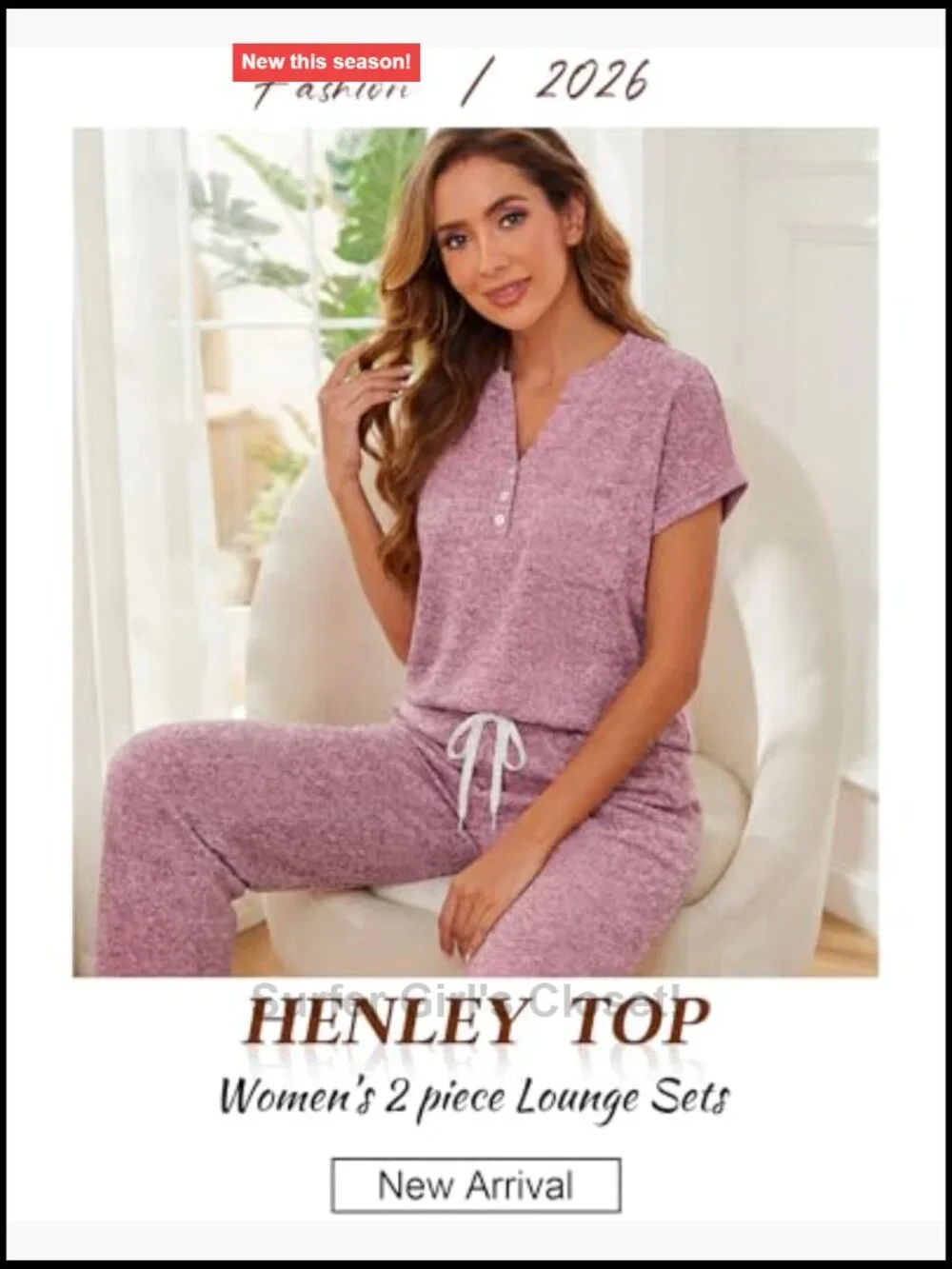 Women Lounge Set Henley Short Sleeve Top Wide Leg Pants Matching Set Travel